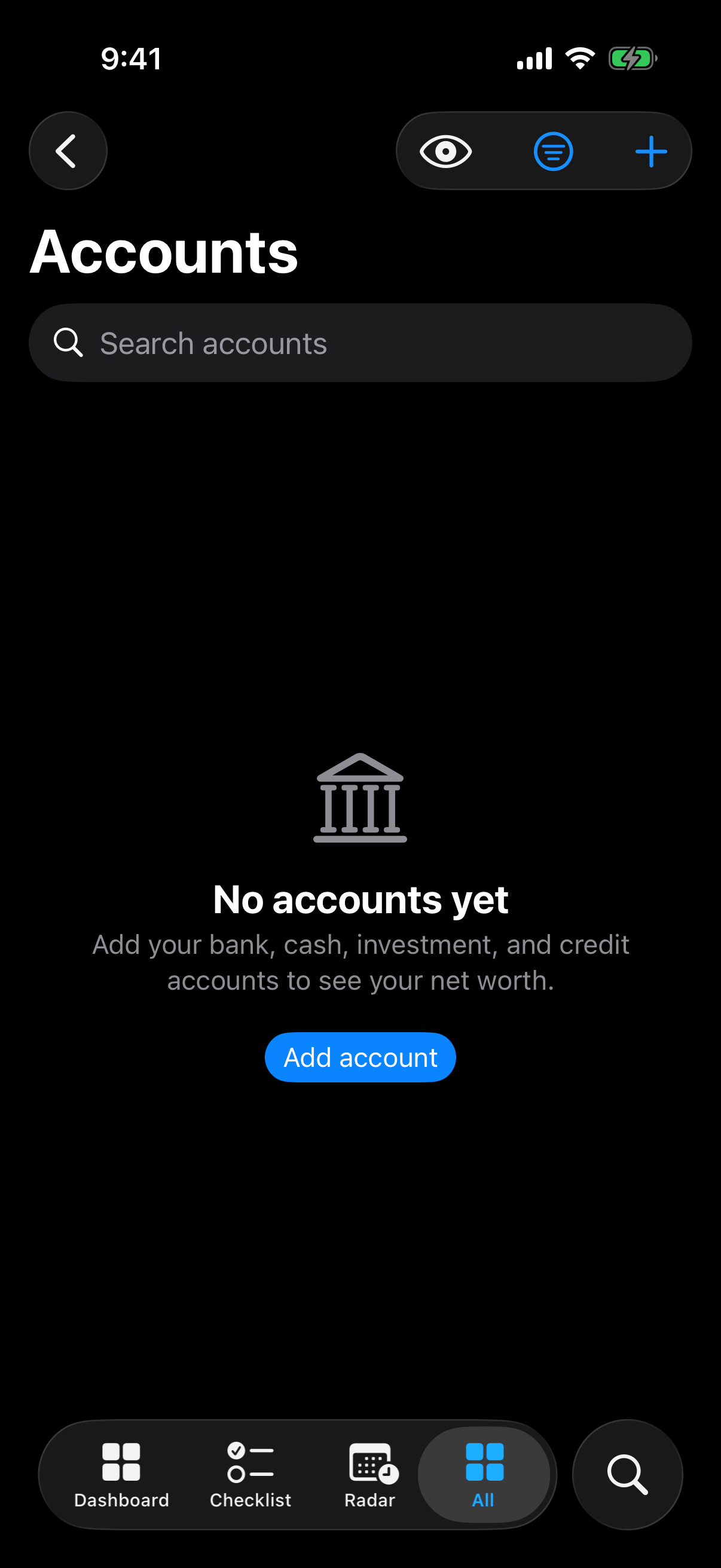 Accounts, before anything is in it.