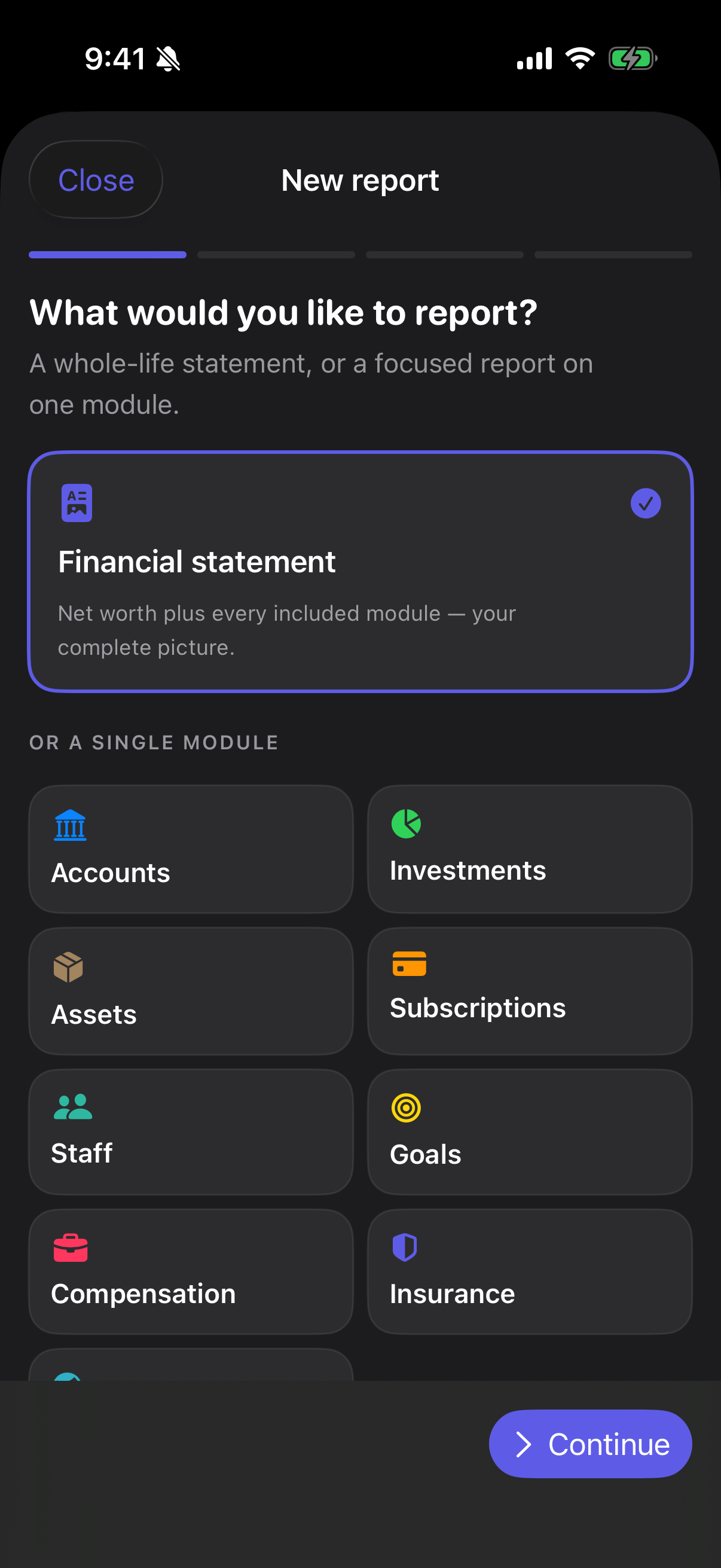 Step 1 — what to report on.