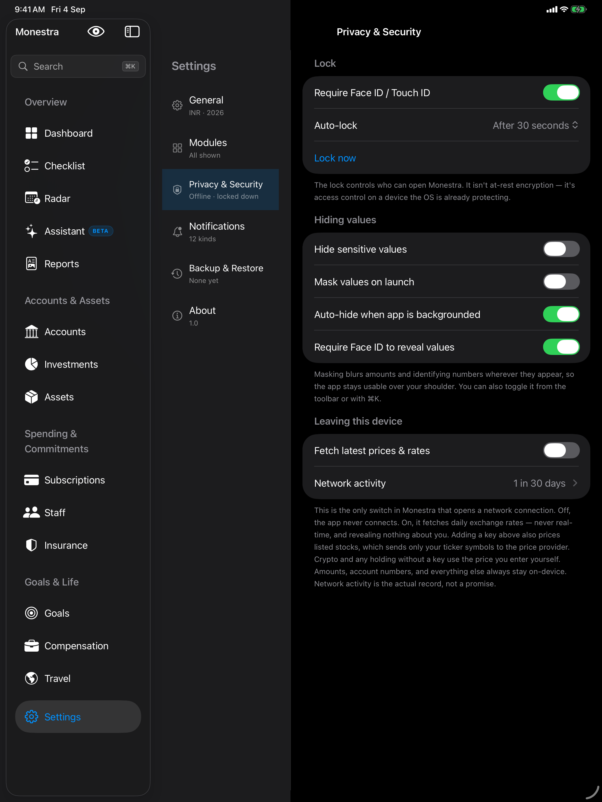Privacy & Security on iPad.