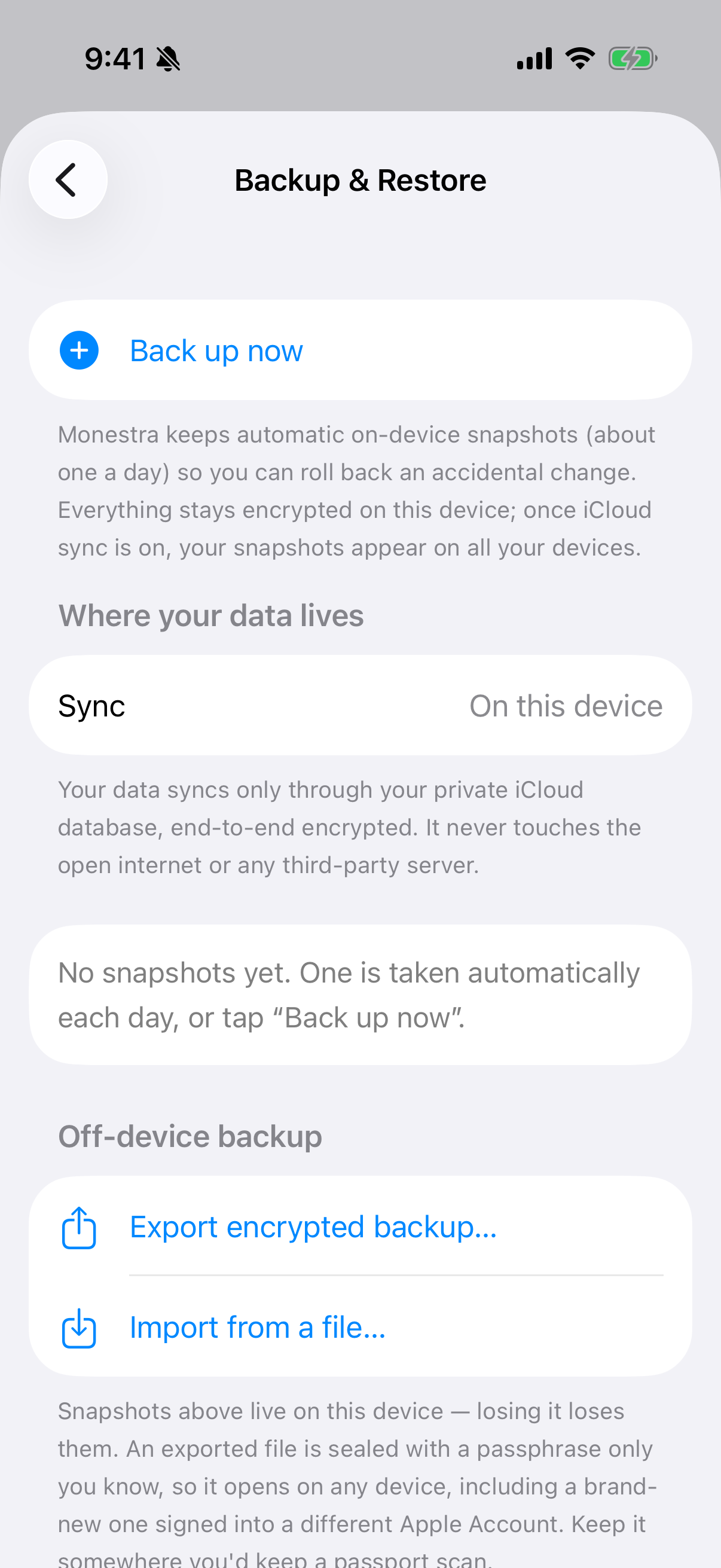 Settings ▸ Backup & Restore.