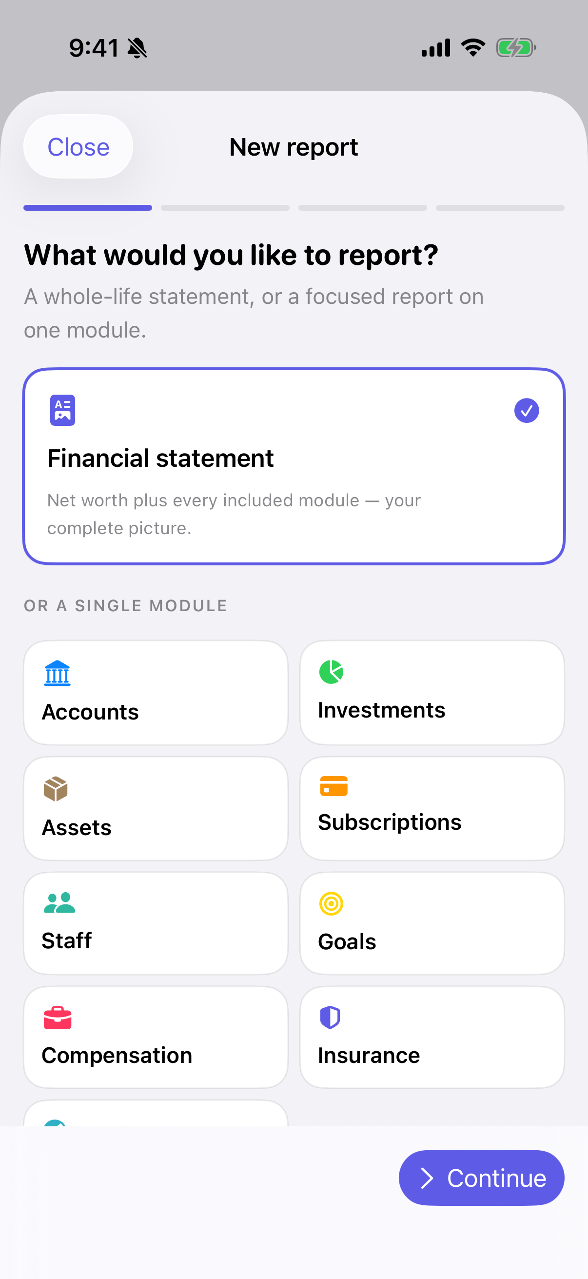 Step 1 — what to report on.