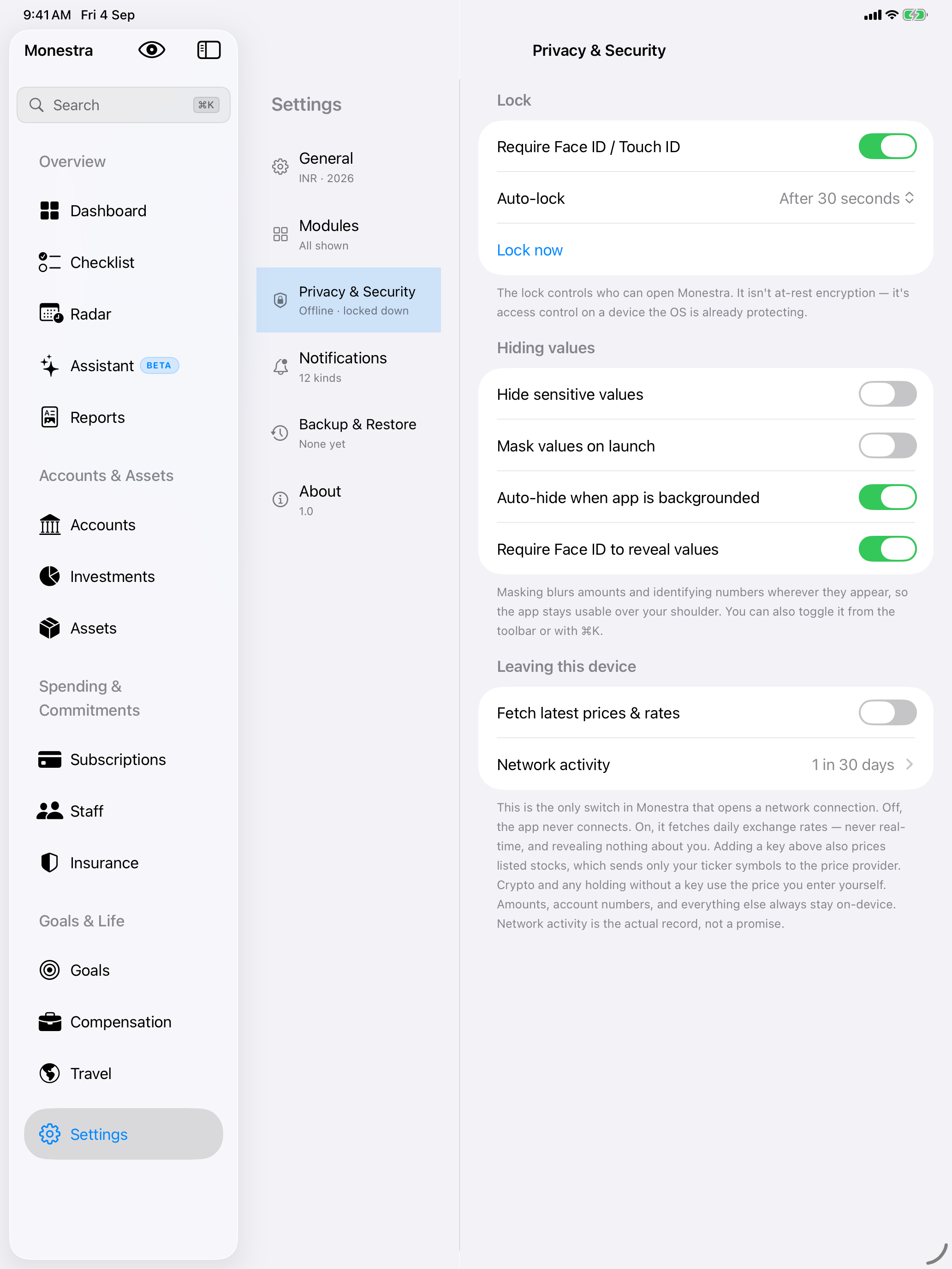 Privacy & Security on iPad.